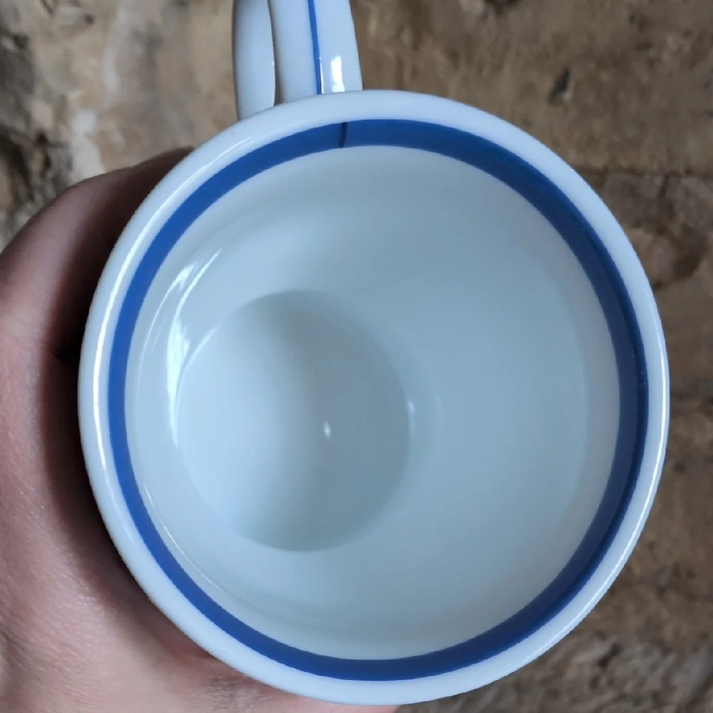 STARBUCKS I 2007 12 oz  Blue and Green Striped Ceramic Retro Diner Style Mug - Picture 6 of 10